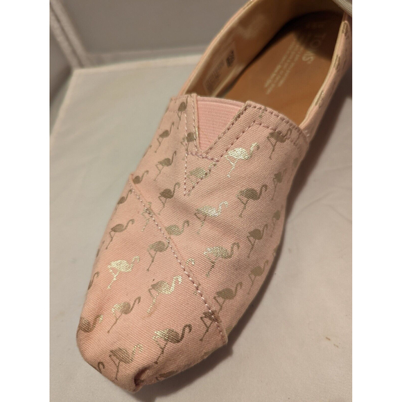 Toms Alpargata Women Size 9.5 Pink Rose Gold Foil Flamingo Flats Canvas Shoes - Picture 8 of 10